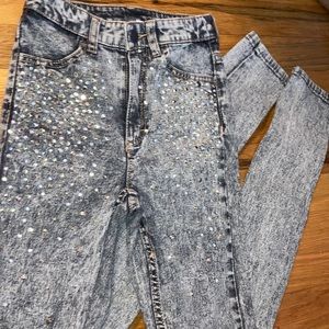 H&M Embellished Light Wash Skinny Jeans